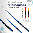 KIT 3 Varas De Pesca 60-120lbs Completa Com Molinete