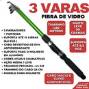 Super Kit 3 Varas + 3 Molinetes com Caixa Completa GRÁTIS