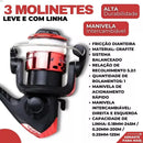 Super Kit 3 Varas + 3 Molinetes com Caixa Completa GRÁTIS